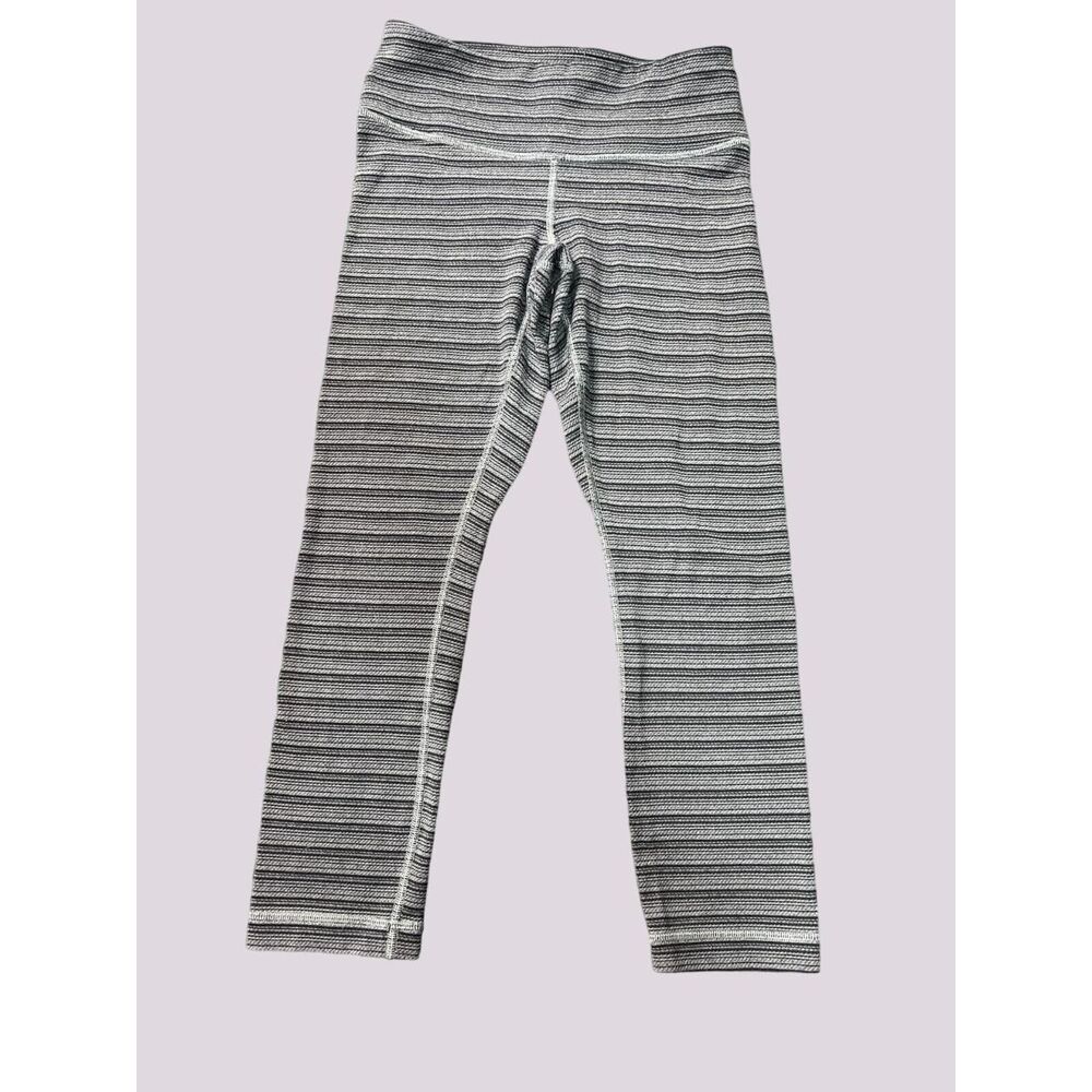 Lululemon Wunder Under Crop II Textured Stripe Slate Deep Coal size 2